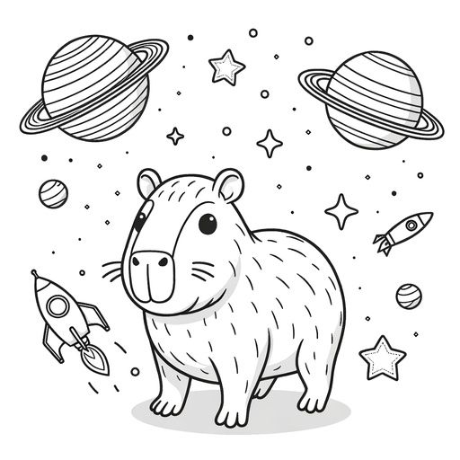 Tranh tô màu chibi capybara 4 Tranh tô màu chibi capybara 4