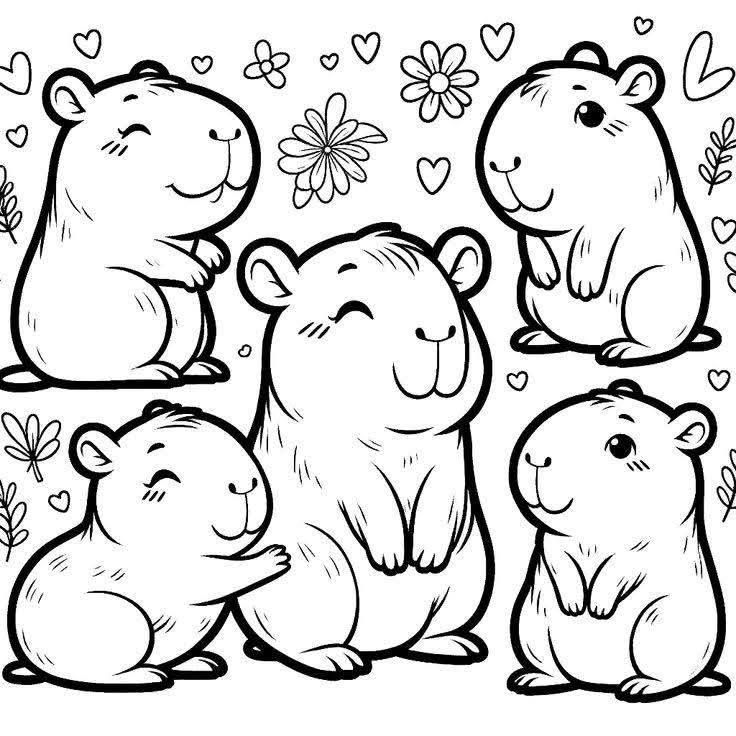 Tranh tô màu chibi capybara 6 Tranh tô màu chibi capybara 6