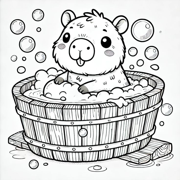 Tranh tô màu chibi capybara 8 Tranh tô màu chibi capybara 8