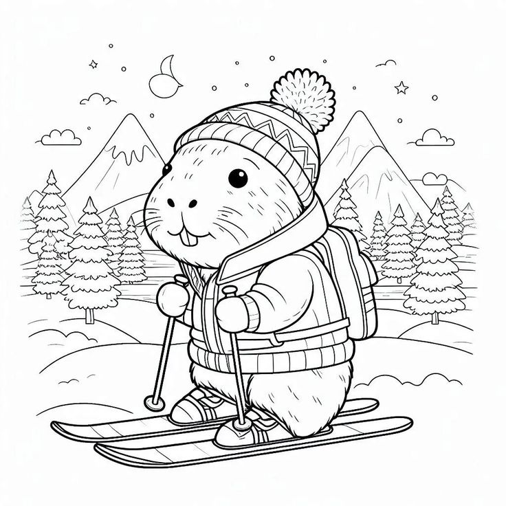 Tranh tô màu chibi capybara 11 Tranh tô màu chibi capybara 11