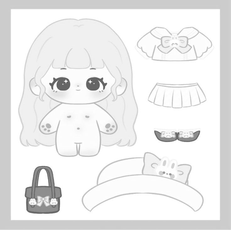 Tranh tô màu chibi búp bê 3 Tranh tô màu chibi búp bê 3