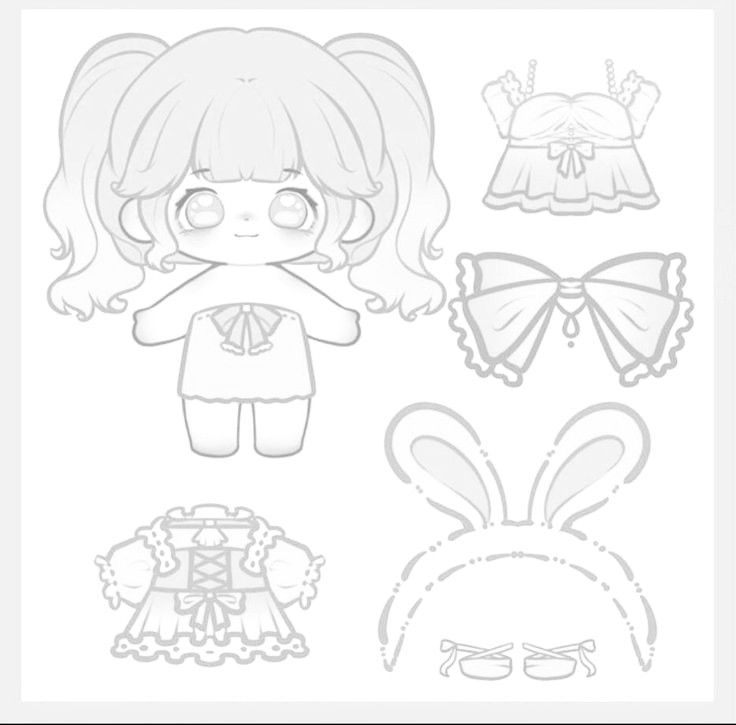 Tranh tô màu chibi búp bê 4 Tranh tô màu chibi búp bê 4