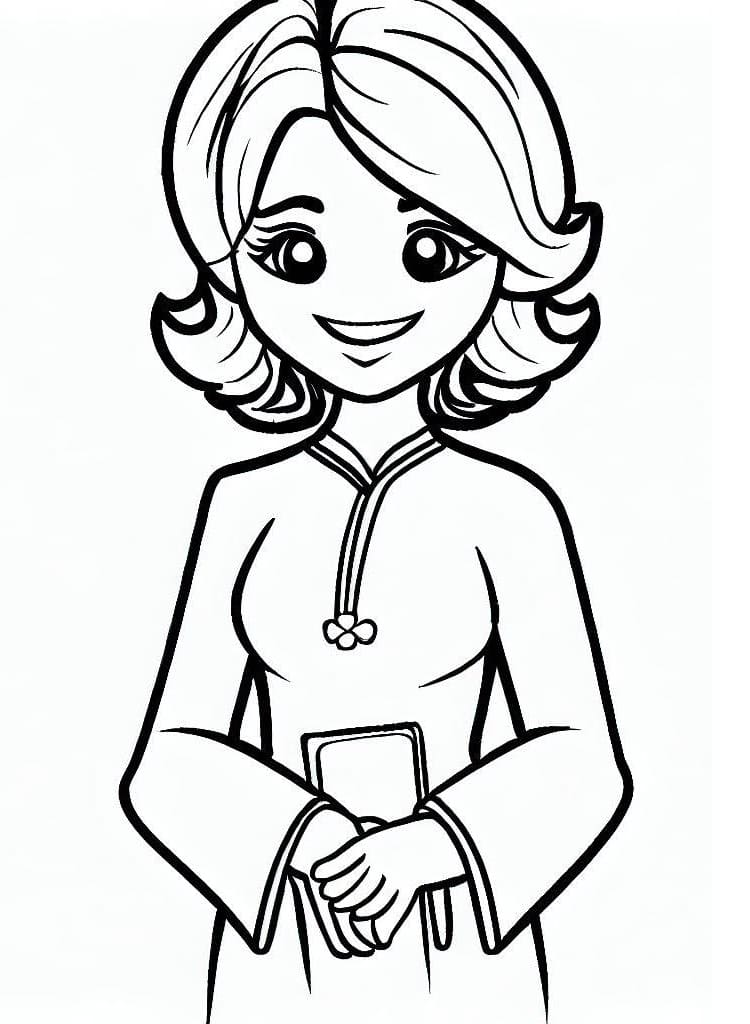 Tranh tô màu cô giáo 1