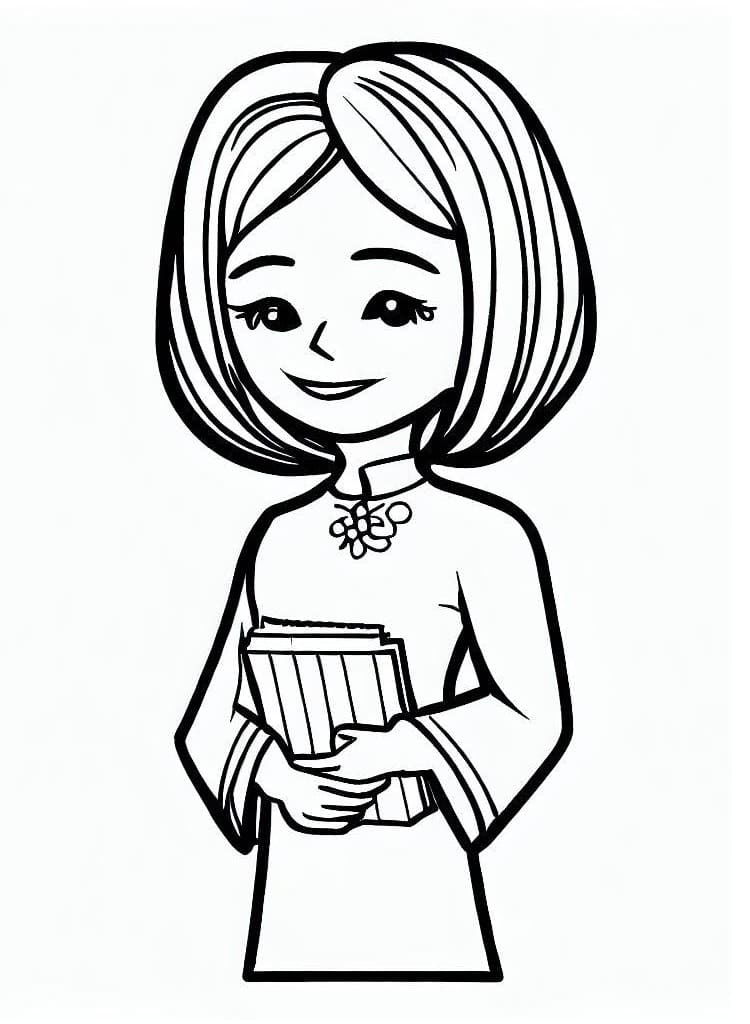 Tranh tô màu cô giáo 2