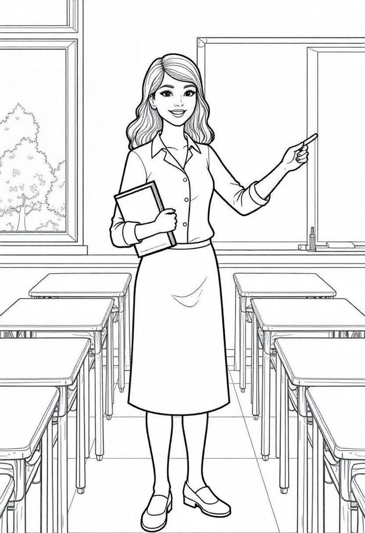 Tranh tô màu cô giáo 3