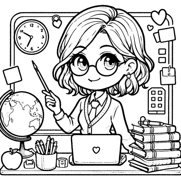 Tranh tô màu cô giáo 5