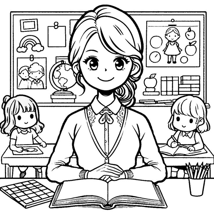 Tranh tô màu cô giáo 6