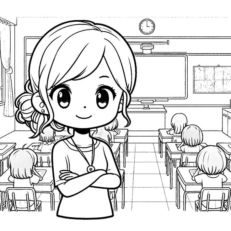 Tranh tô màu cô giáo 7