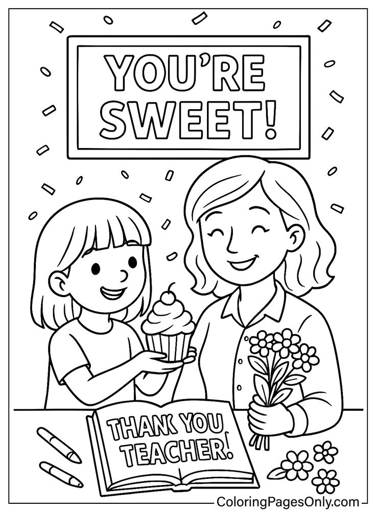 Tranh tô màu cô giáo và học sinh 11