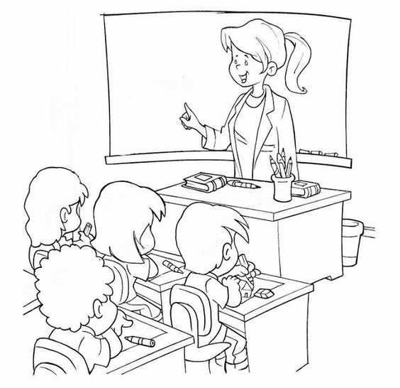 Tranh tô màu cô giáo và học sinh 15