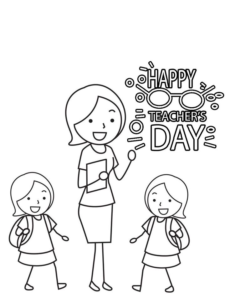 Tranh tô màu cô giáo và học sinh 16