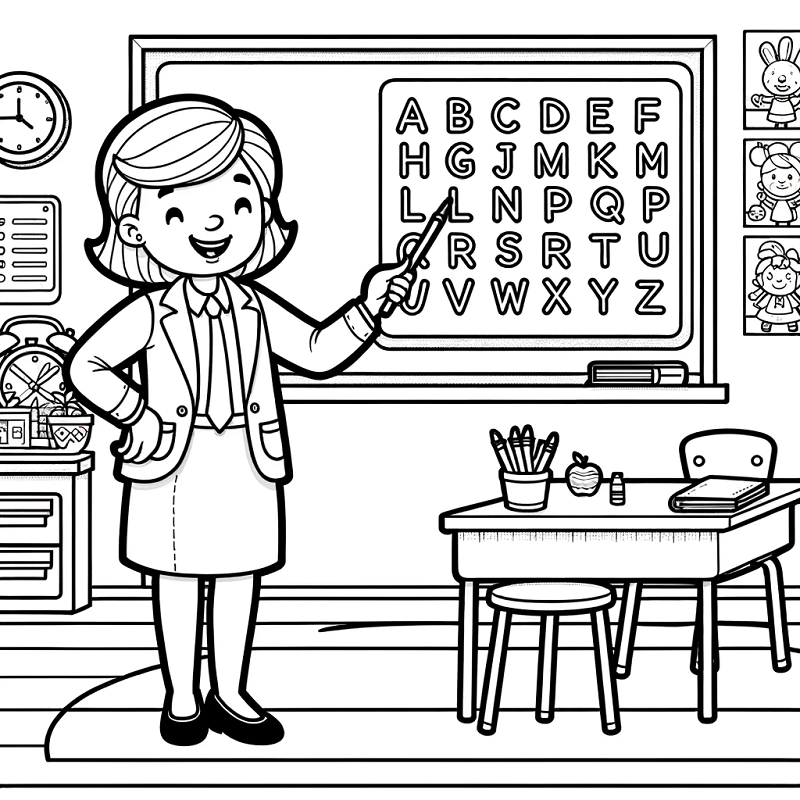 Tranh tô màu cô giáo 27