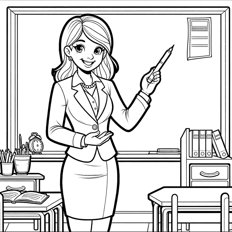 Tranh tô màu cô giáo 28