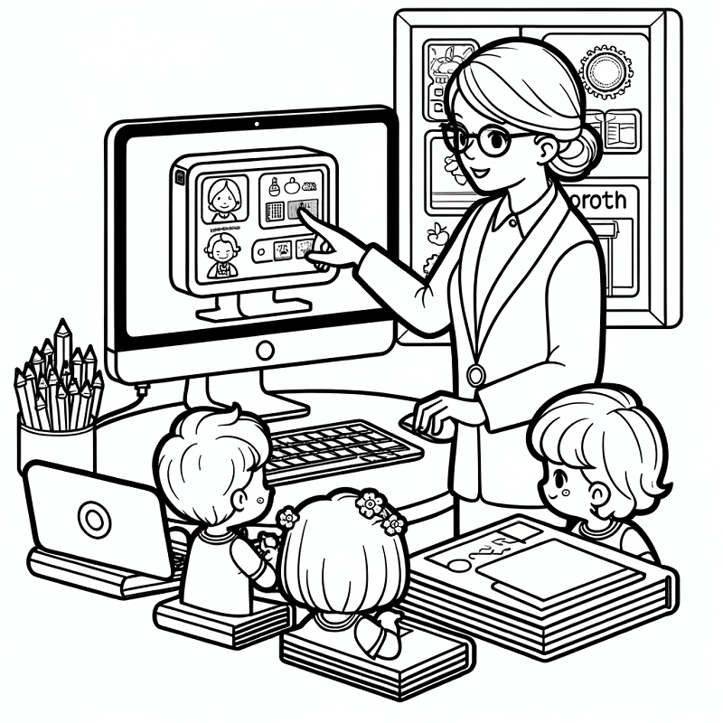 Tranh tô màu cô giáo và học sinh 19