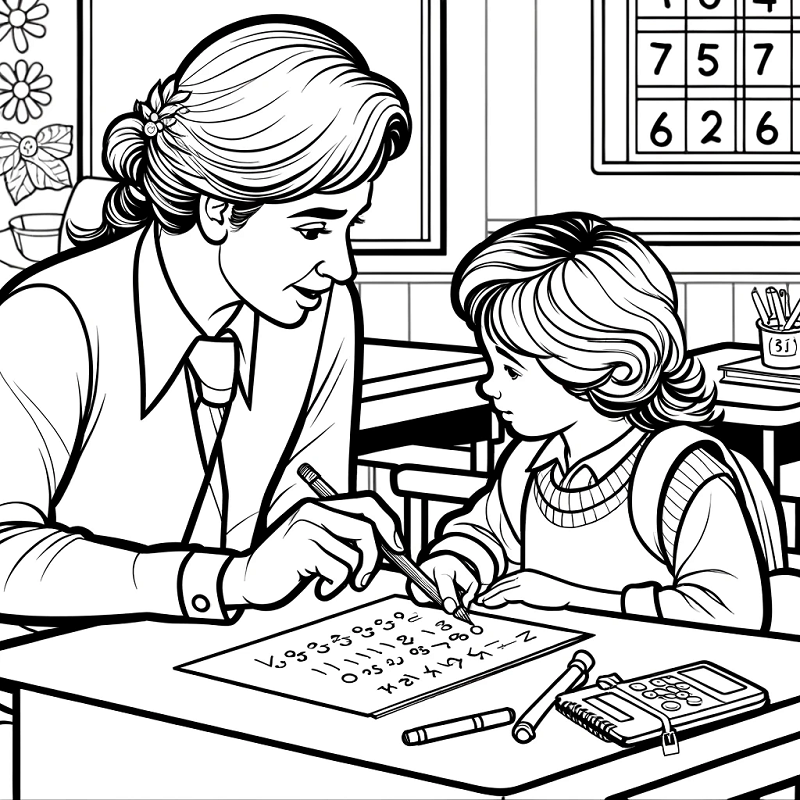 Tranh tô màu cô giáo và học sinh 20