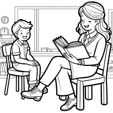 Tranh tô màu cô giáo và học sinh 21