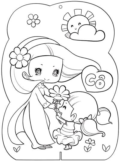 Tranh tô màu cô giáo và học sinh 24