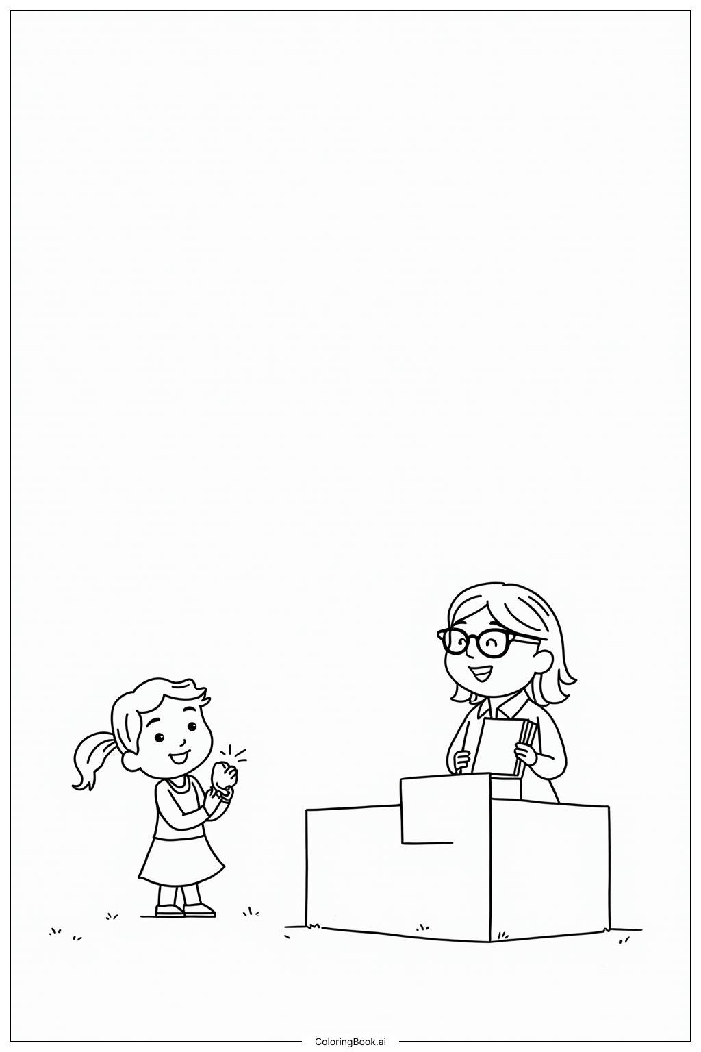 Tranh tô màu cô giáo và học sinh 25