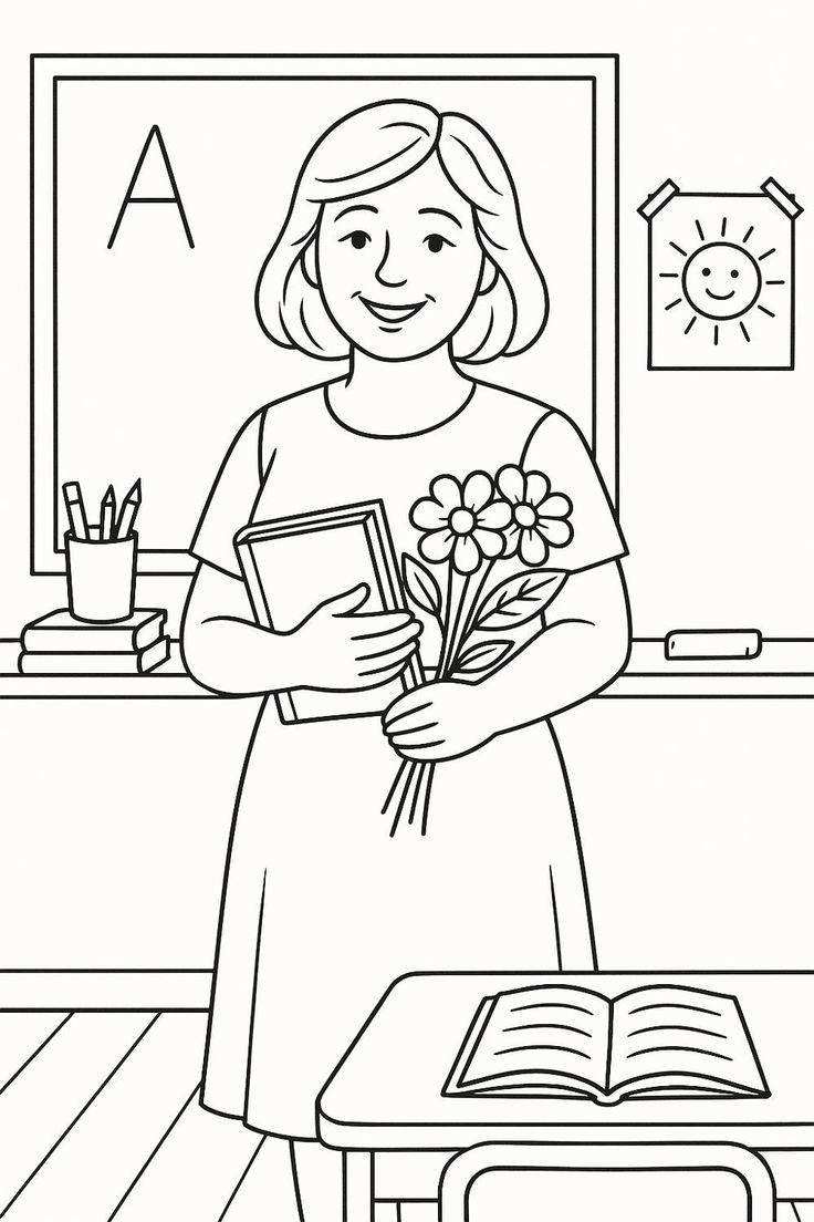 Tranh tô màu cô giáo 30