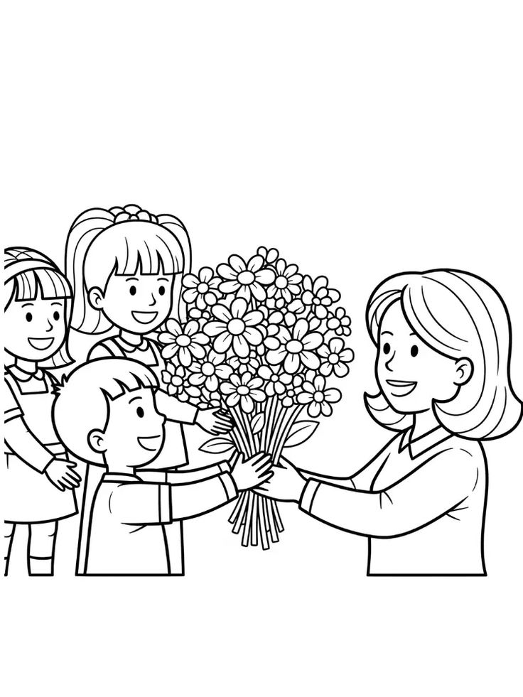 Tranh tô màu cô giáo và học sinh 28