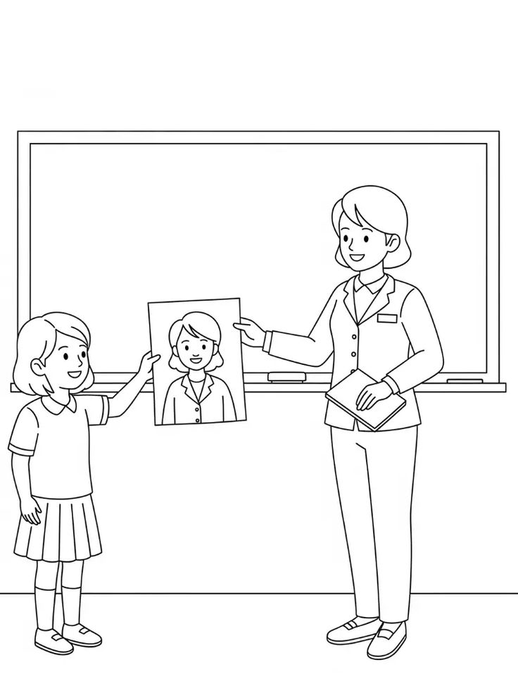 Tranh tô màu cô giáo và học sinh 29