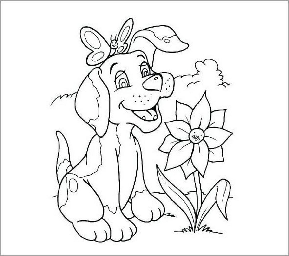 Tranh tô màu con chó dễ thương số 18 Tranh tô màu con chó dễ thương số 18