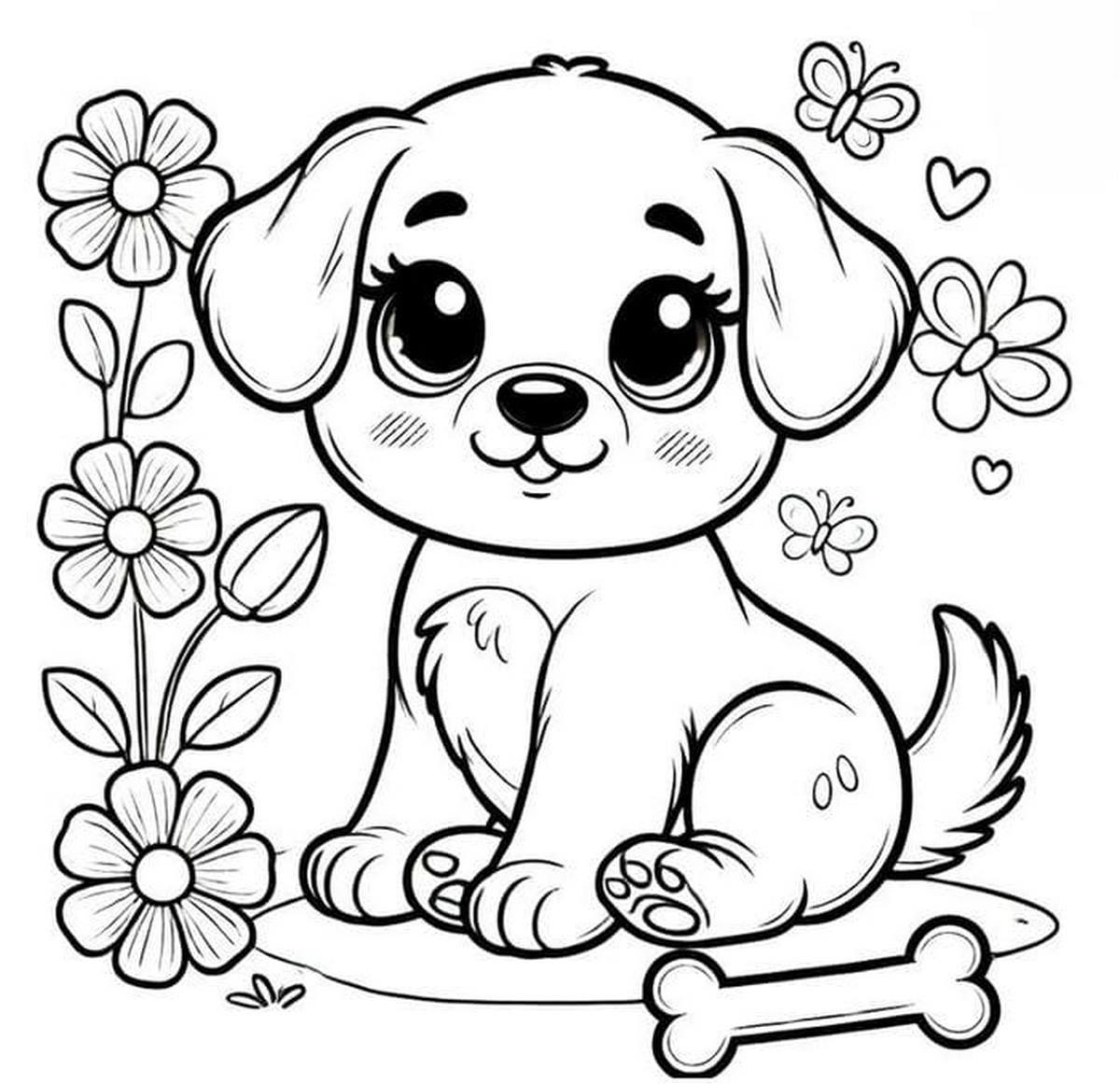 Tranh tô màu con chó số 13 Tranh tô màu con chó số 13