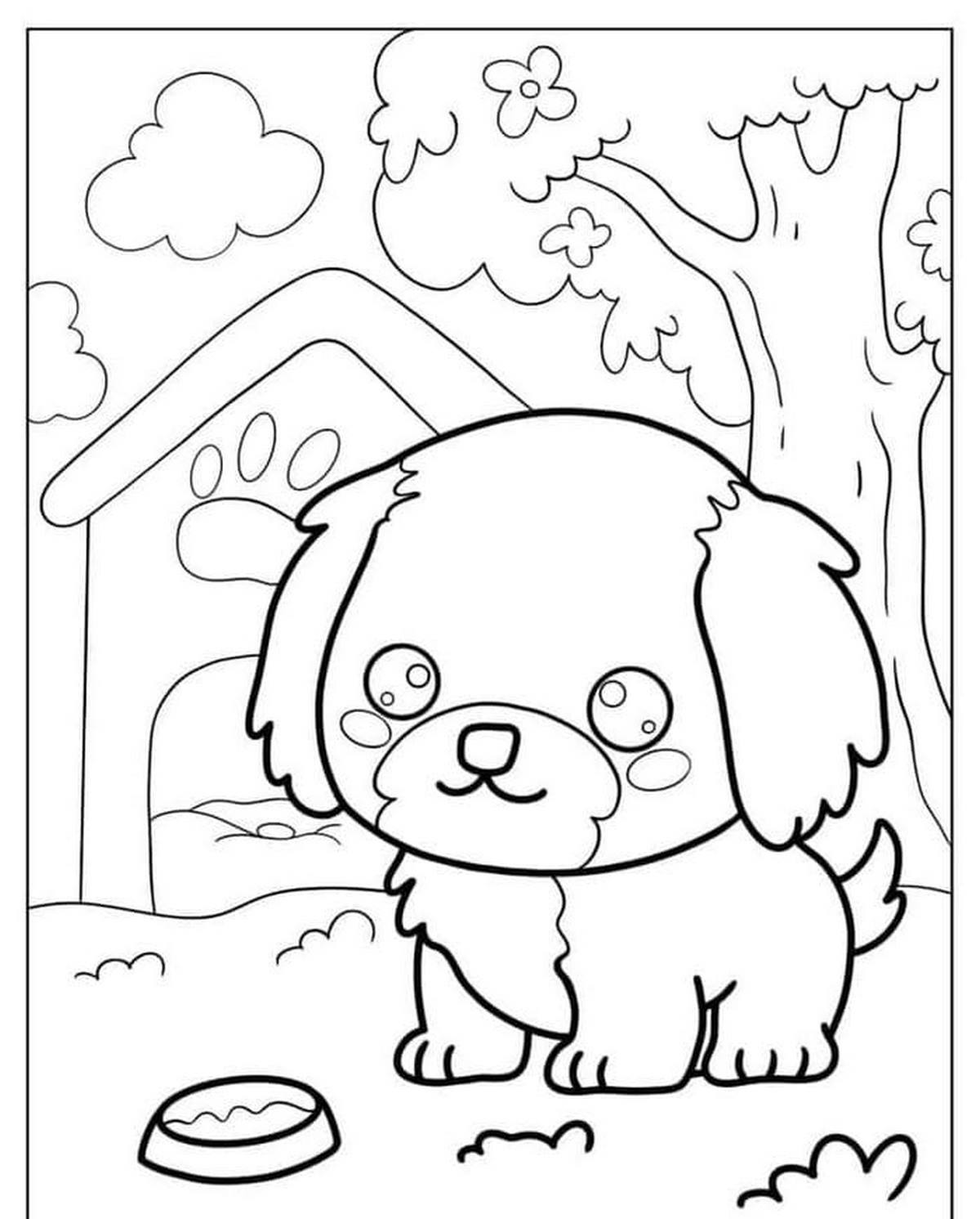 Tranh tô màu con chó số 22 Tranh tô màu con chó số 22