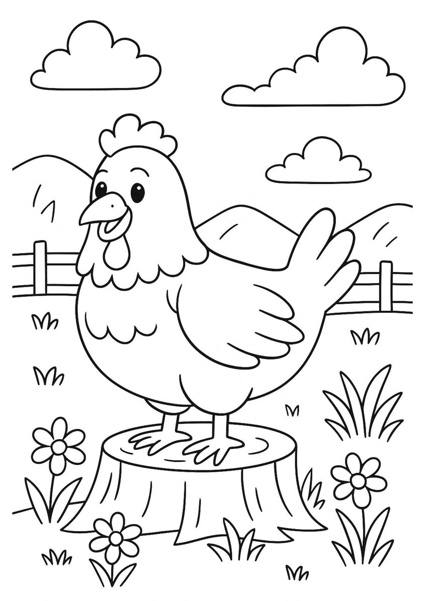 Tranh tô màu con gà 9