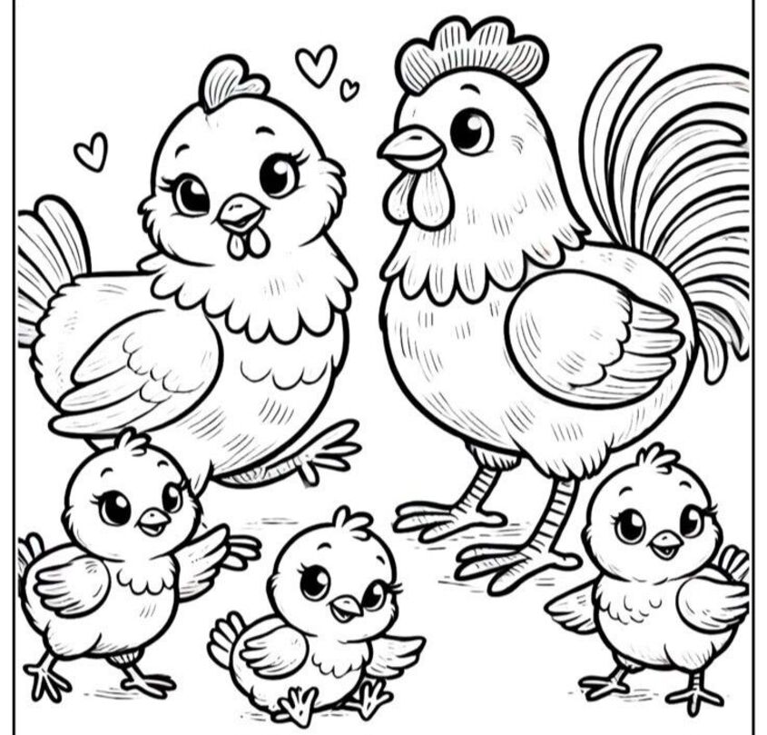 Tranh tô màu con gà 1