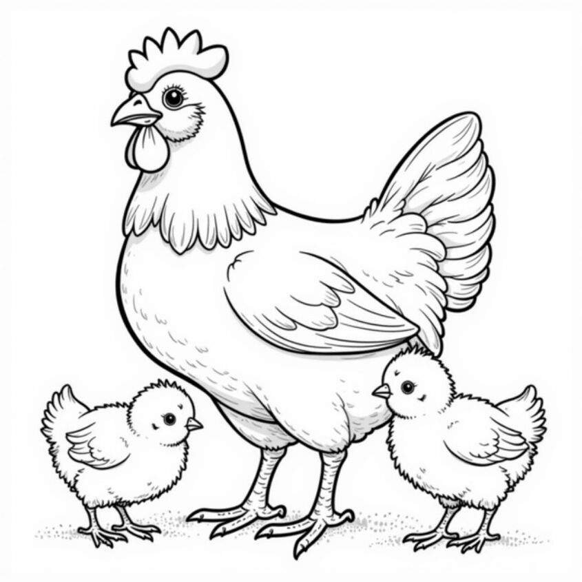 Tranh tô màu con gà 2