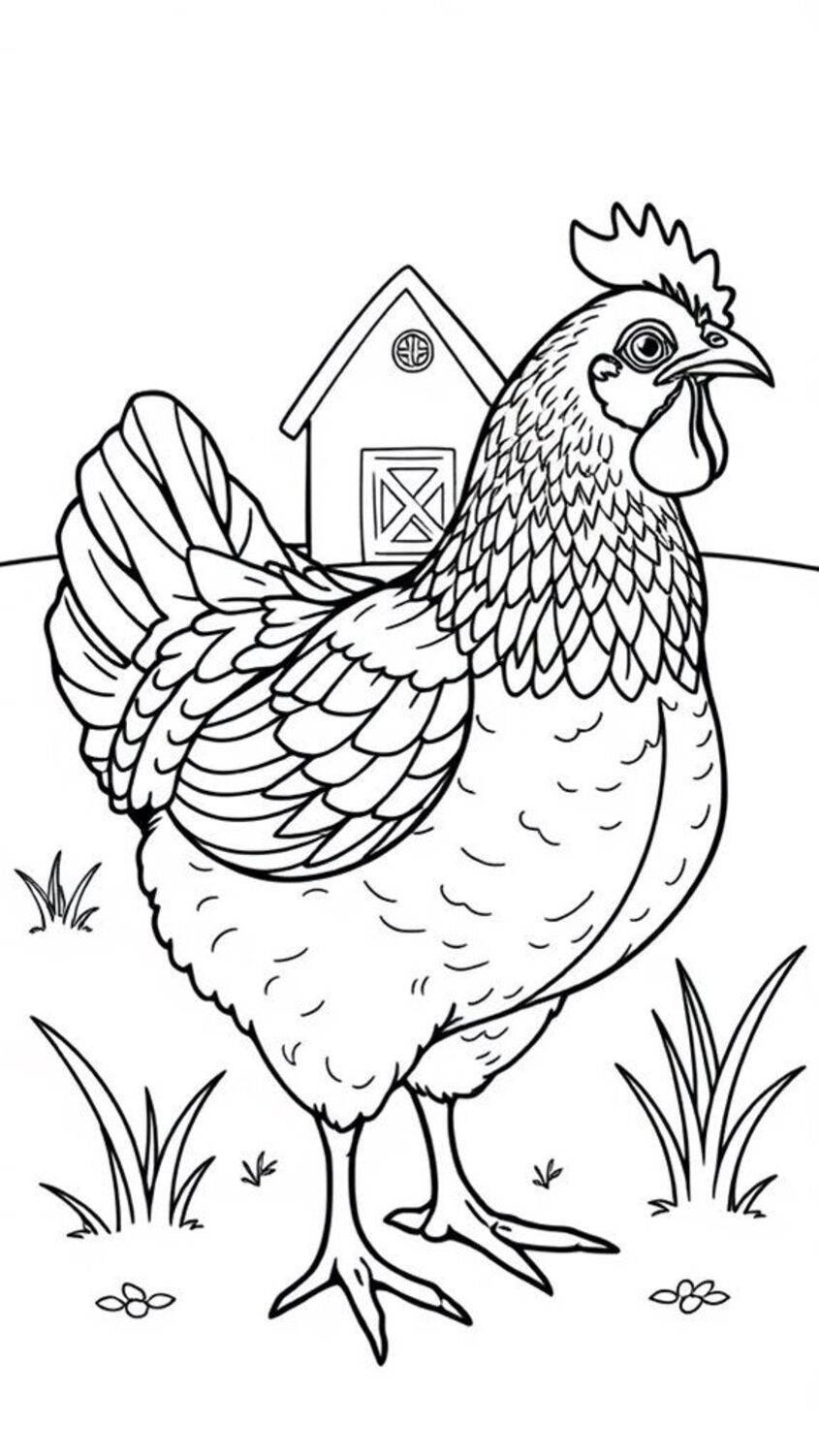 Tranh tô màu con gà 3