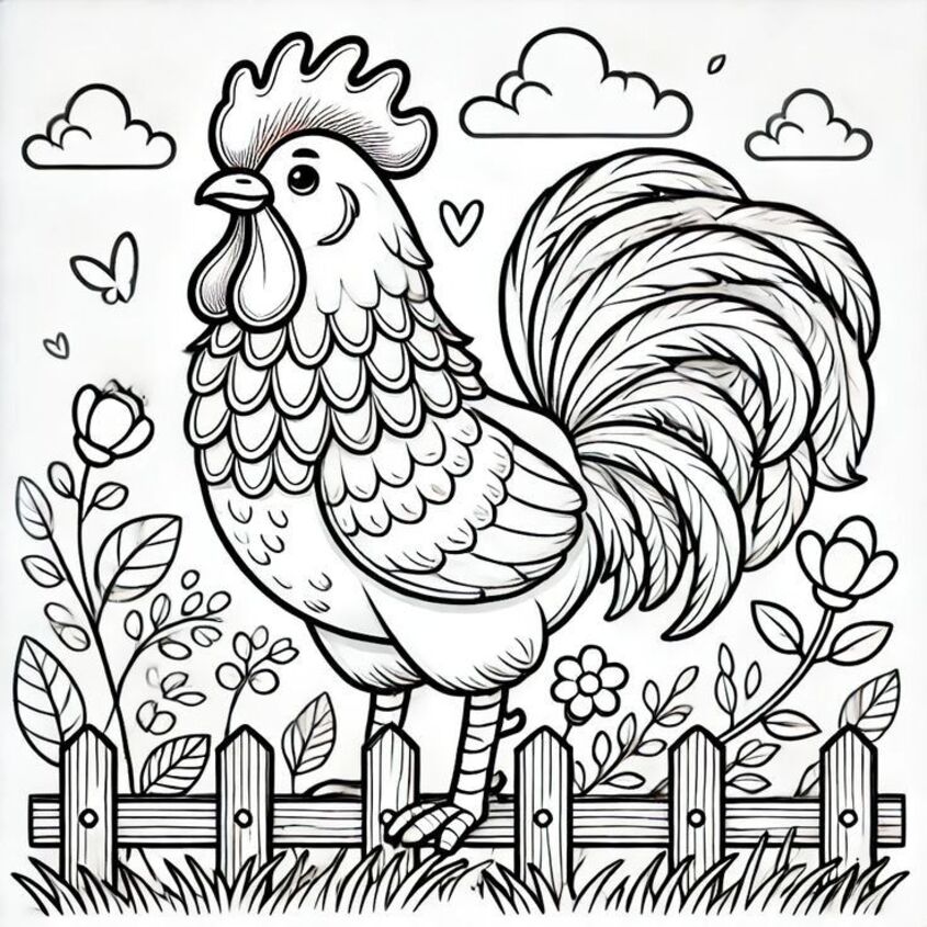 Tranh tô màu con gà 5
