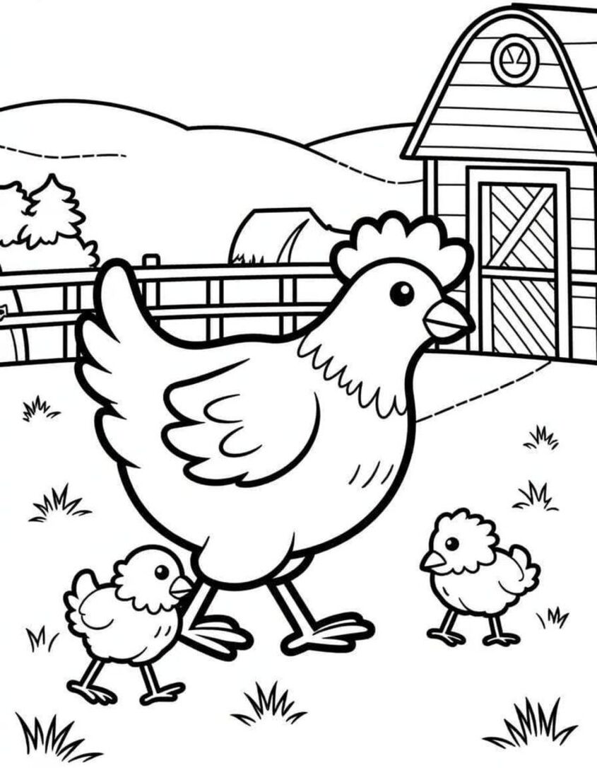 Tranh tô màu con gà 11