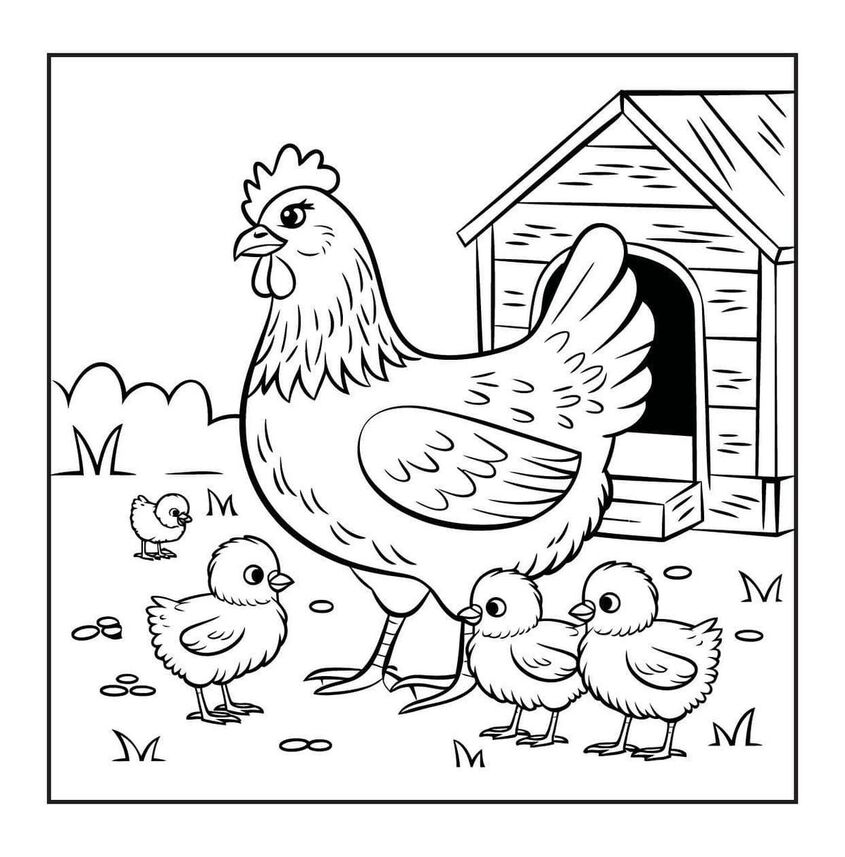 Tranh tô màu con gà 14