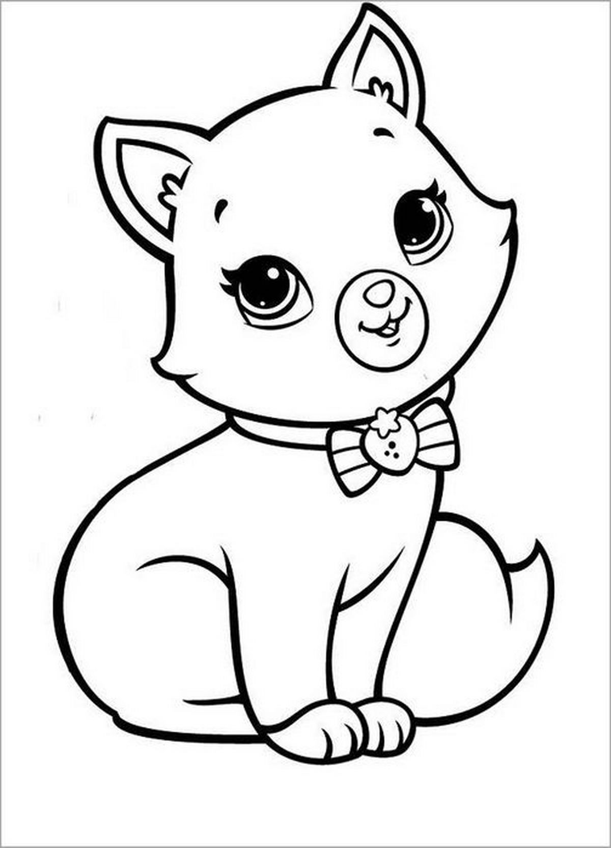 Tranh tô màu con mèo dễ thương số 5