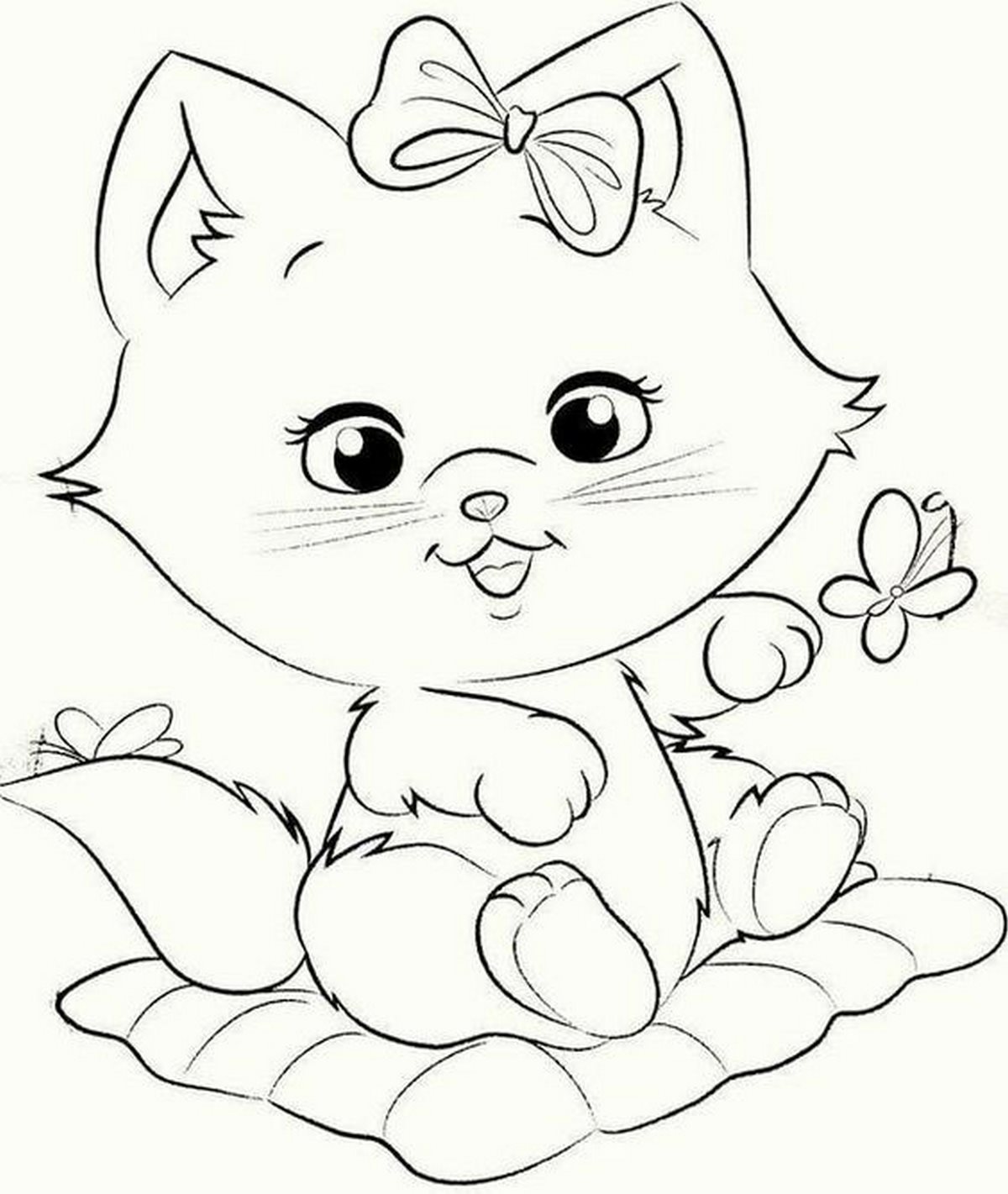 Tranh tô màu con mèo dễ thương số 14