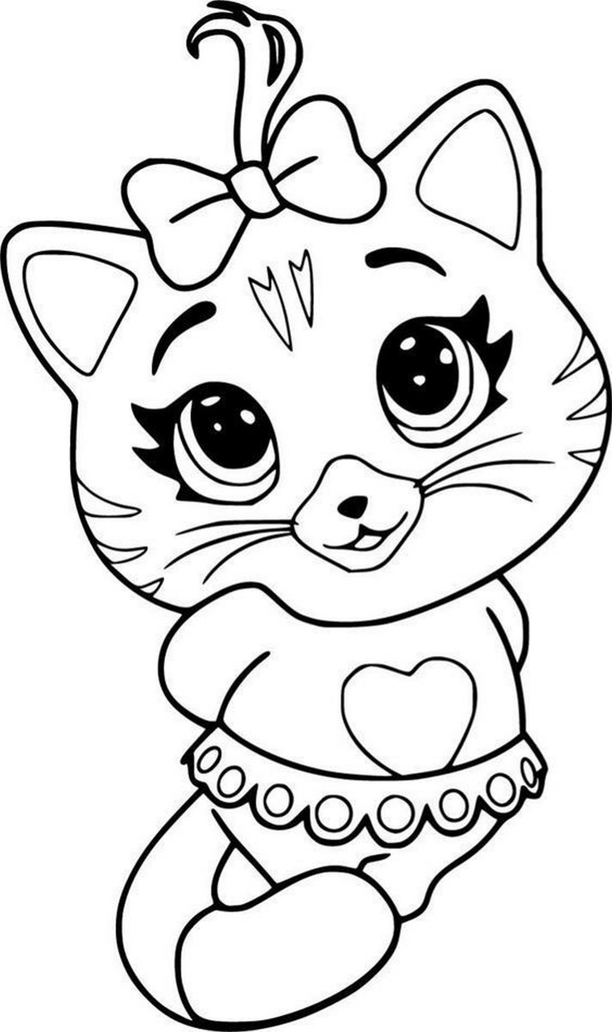 Tranh tô màu con mèo dễ thương số 17