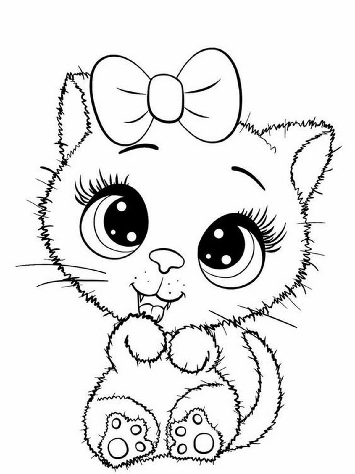 Tranh tô màu con mèo dễ thương số 22