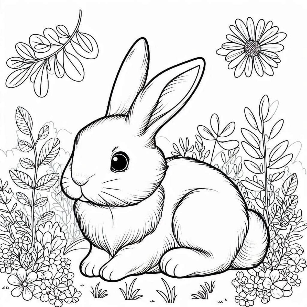 Tranh tô màu con thỏ dễ thương số 1