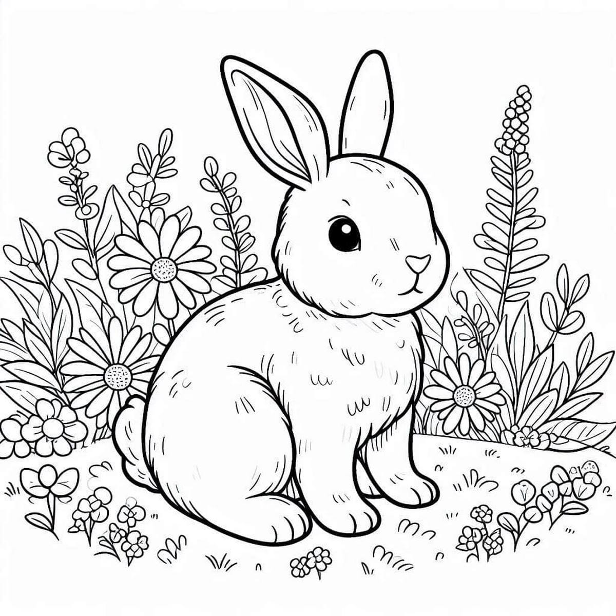 Tranh tô màu con thỏ dễ thương số 2