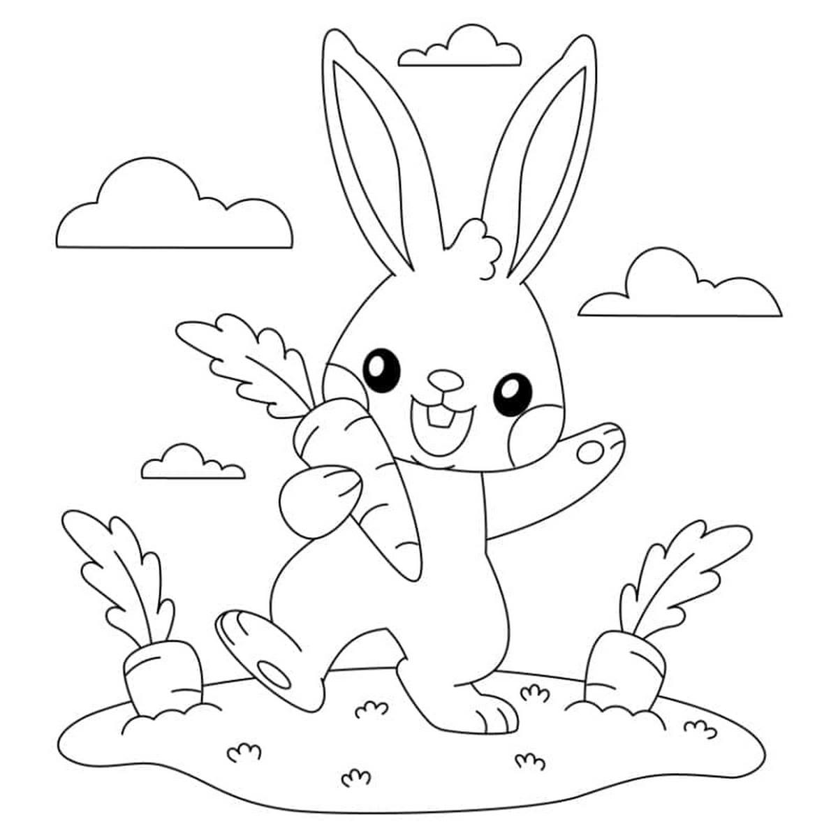 Tranh tô màu con thỏ đơn giản số 3