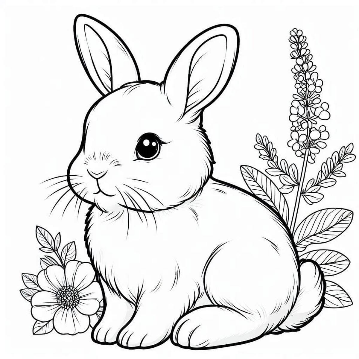 Tranh tô màu con thỏ đơn giản số 5