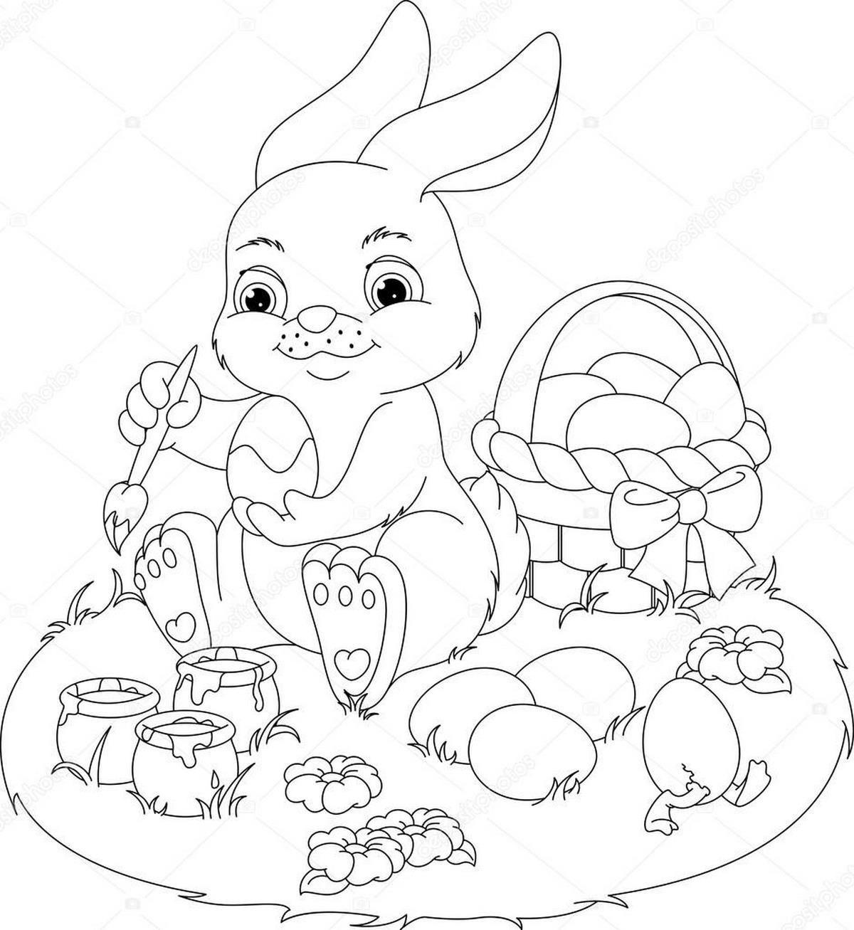 Tranh tô màu con thỏ dễ thương số 8