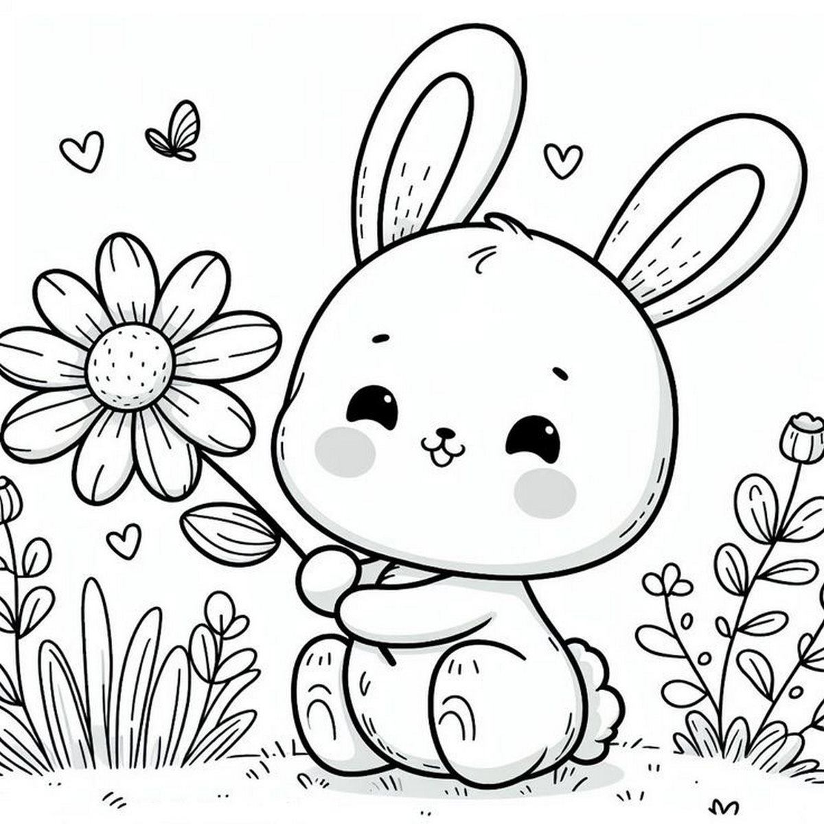 Tranh tô màu con thỏ dễ thương số 13