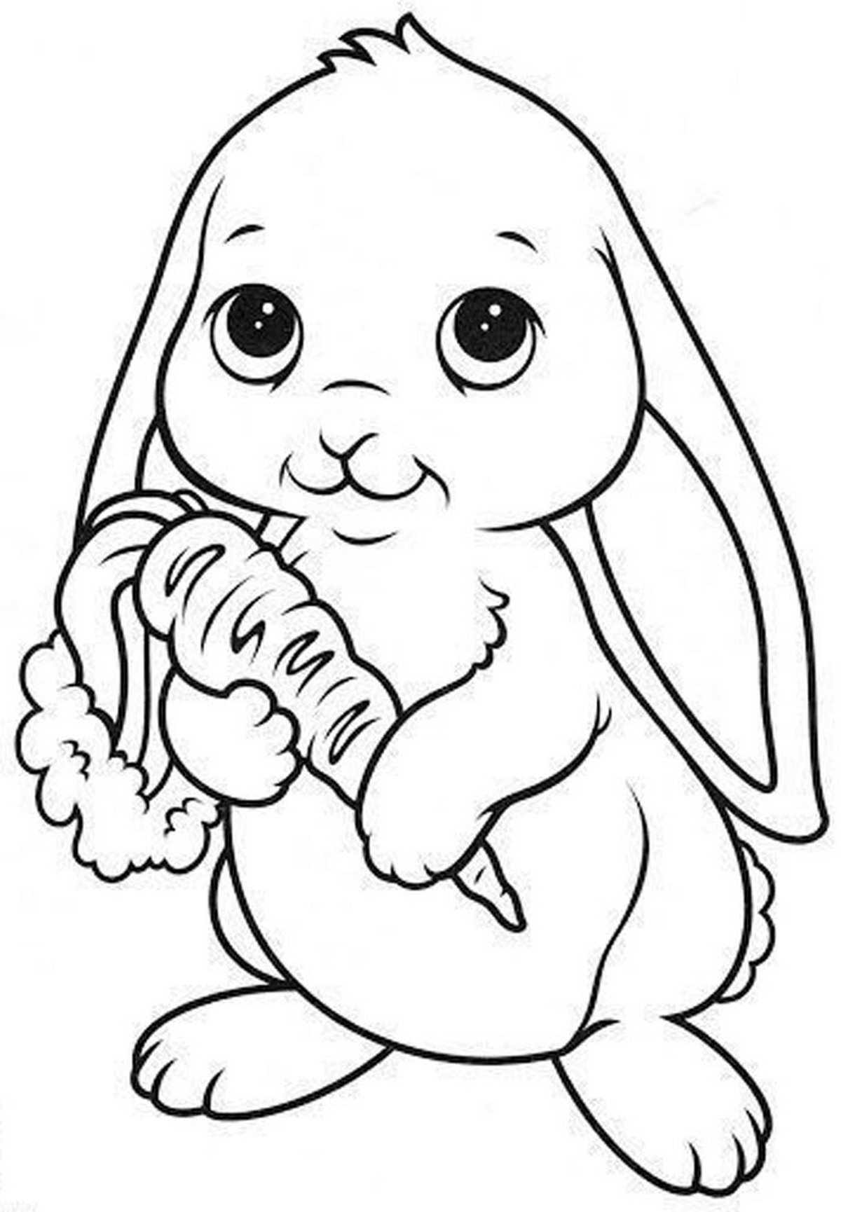 Tranh tô màu con thỏ dễ thương số 16