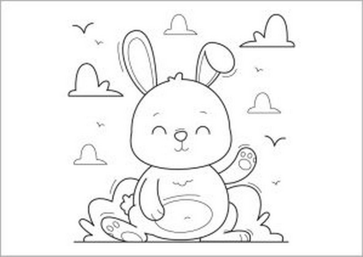 Tranh tô màu con thỏ dễ thương số 19