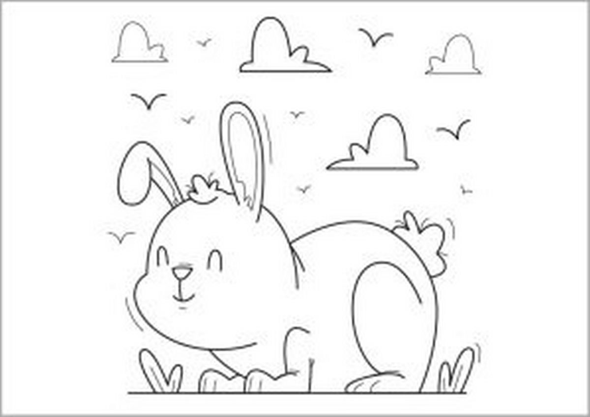 Tranh tô màu con thỏ dễ thương số 20
