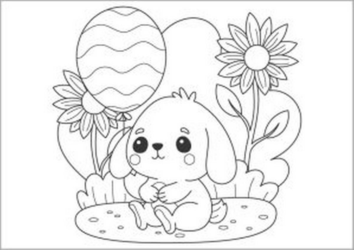 Tranh tô màu con thỏ dễ thương số 22