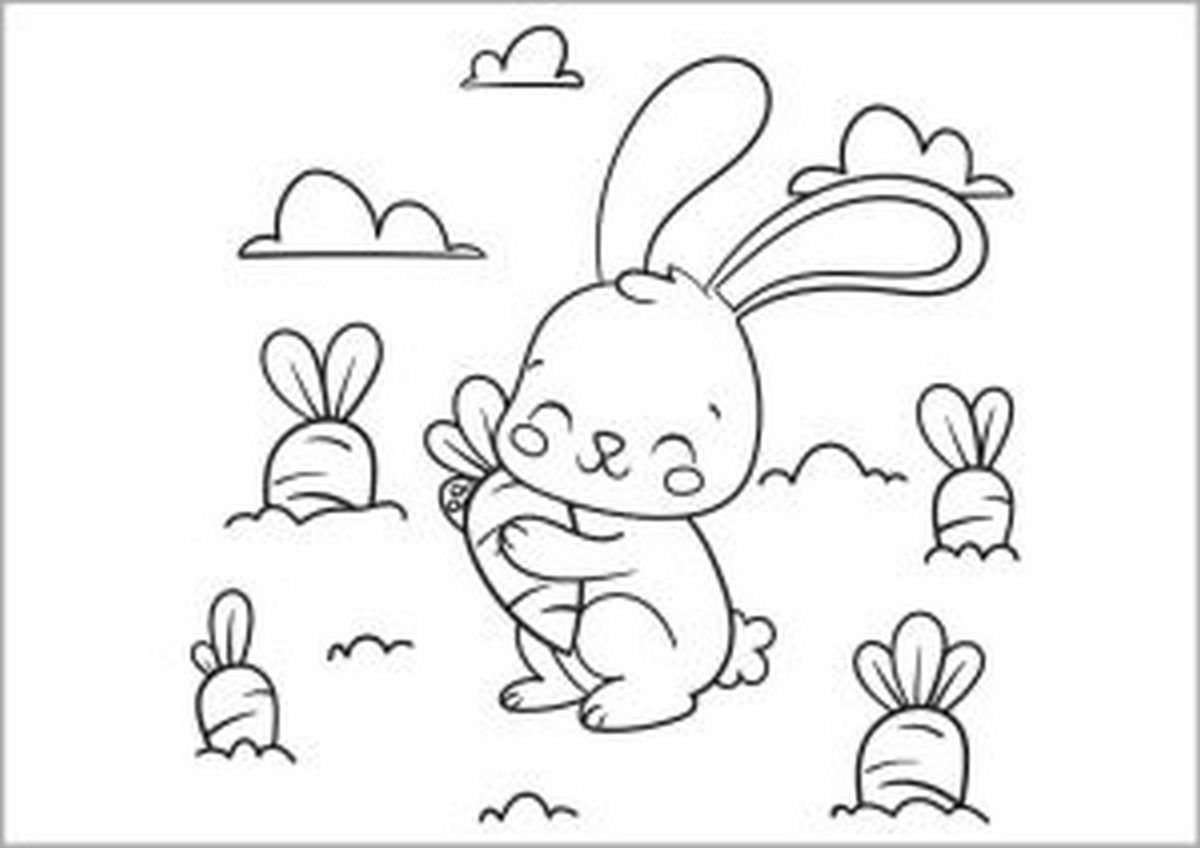Tranh tô màu con thỏ vui nhộn số 21